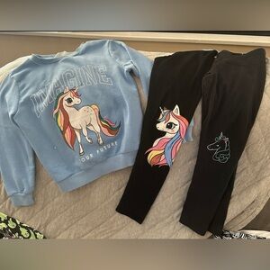 Girls Long sleeve Unicorn Outfit Bundle size 7